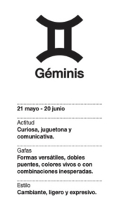 Elegir tus gafas según el signo del horóscopo Géminis